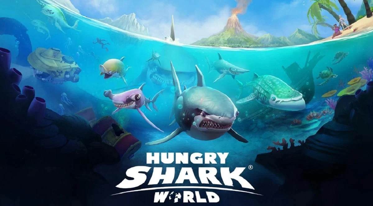 Hungry Shark World 5.7.2 APK MOD [Menu LMH, Huge Amount Of Money, coins gems, sharks unlocked, god mode]
