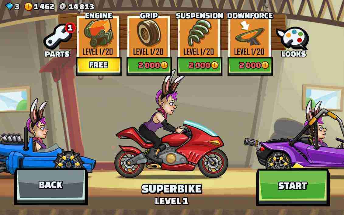 Hill Climb Racing 2 1.60.5 APK MOD [Menu LMH, Huge Amount Of Money diamond  fuel, all cars unlocked]